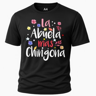 La Abuela Mas Chingona Spanish Grandma Floral Gift Cooling Performance Crew T-Shirt