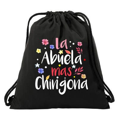 La Abuela Mas Chingona Spanish Grandma Floral Gift Drawstring Bag