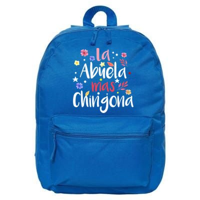 La Abuela Mas Chingona Spanish Grandma Floral Gift 16 in Basic Backpack