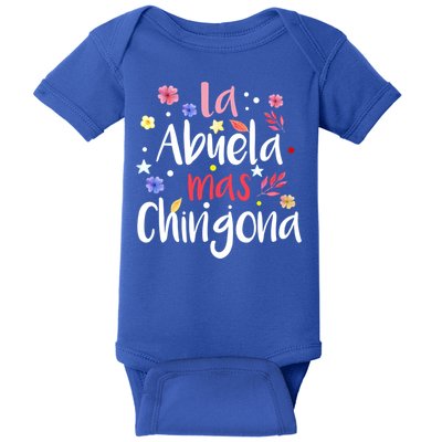 La Abuela Mas Chingona Spanish Grandma Floral Gift Baby Bodysuit