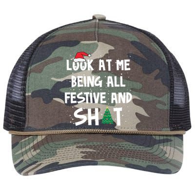 Look At Me Being All Festive And Shit Funny Christmas Retro Rope Trucker Hat Cap