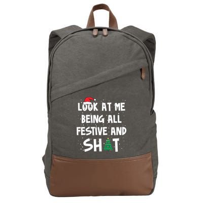 Look At Me Being All Festive And Shit Funny Christmas Cotton Canvas Backpack