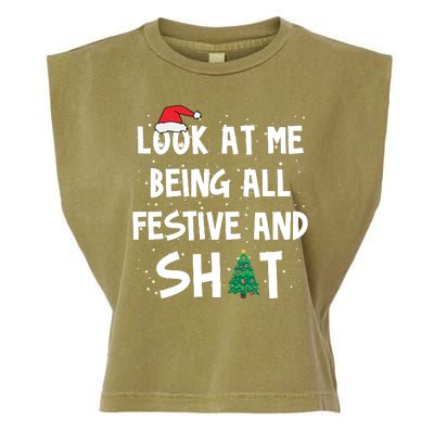 Look At Me Being All Festive And Shit Funny Christmas Garment-Dyed Women's Muscle Tee