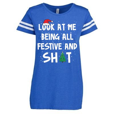 Look At Me Being All Festive And Shit Funny Christmas Enza Ladies Jersey Football T-Shirt