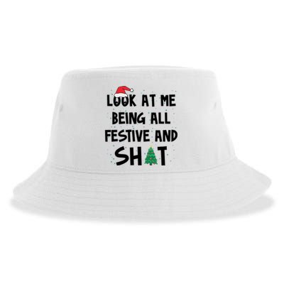 Look At Me Being All Festive And Shit Funny Christmas Sustainable Bucket Hat