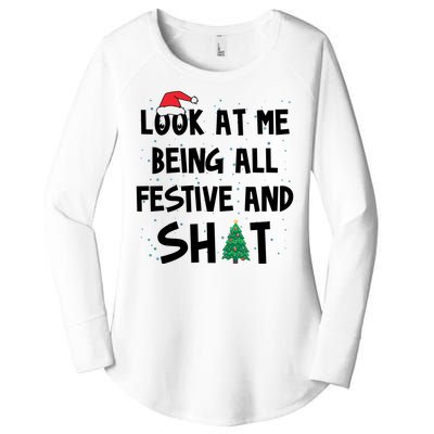 Look At Me Being All Festive And Shit Funny Christmas Women's Perfect Tri Tunic Long Sleeve Shirt