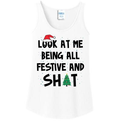 Look At Me Being All Festive And Shit Funny Christmas Ladies Essential Tank