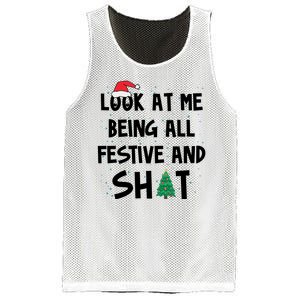 Look At Me Being All Festive And Shit Funny Christmas Mesh Reversible Basketball Jersey Tank