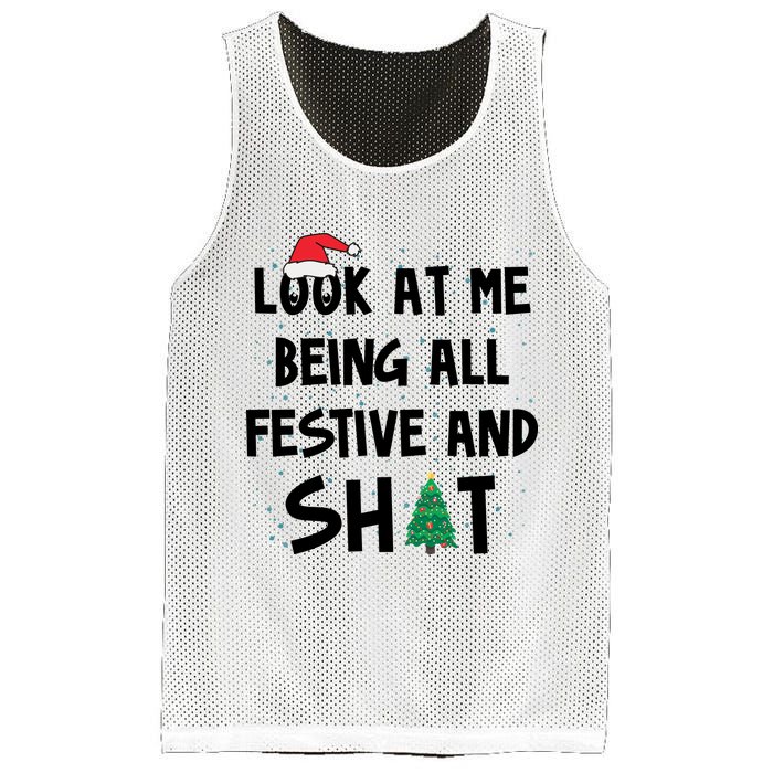 Look At Me Being All Festive And Shit Funny Christmas Mesh Reversible Basketball Jersey Tank