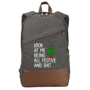 Look At Me Being All Festive And Shits Christmas Sweater  Cotton Canvas Backpack