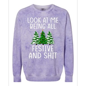 Look At Me Being All Festive And Shit Humorous Xmas Colorblast Crewneck Sweatshirt