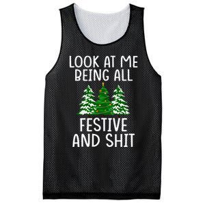 Look At Me Being All Festive And Shit Humorous Xmas Mesh Reversible Basketball Jersey Tank