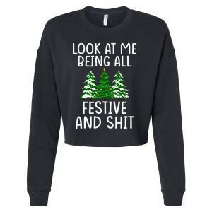 Look At Me Being All Festive And Shit Humorous Xmas Cropped Pullover Crew