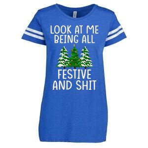 Look At Me Being All Festive And Shit Humorous Xmas Enza Ladies Jersey Football T-Shirt