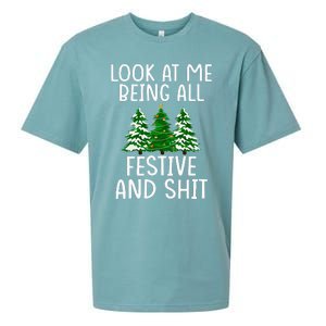 Look At Me Being All Festive And Shit Humorous Xmas Sueded Cloud Jersey T-Shirt