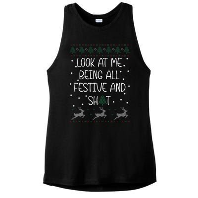 look at me being all festive Humorous Xmas  Ladies PosiCharge Tri-Blend Wicking Tank