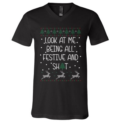 look at me being all festive Humorous Xmas  V-Neck T-Shirt
