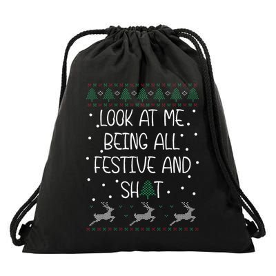 look at me being all festive Humorous Xmas  Drawstring Bag