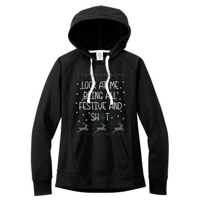 look at me being all festive Humorous Xmas  Women's Fleece Hoodie