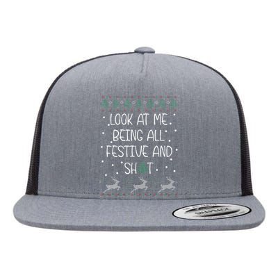 look at me being all festive Humorous Xmas  Flat Bill Trucker Hat