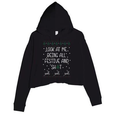 look at me being all festive Humorous Xmas  Crop Fleece Hoodie