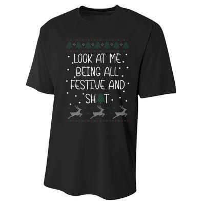 look at me being all festive Humorous Xmas  Performance Sprint T-Shirt