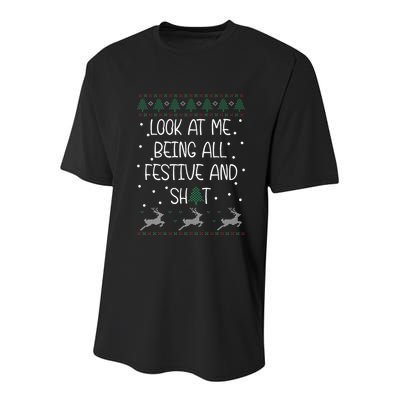 look at me being all festive Humorous Xmas  Youth Performance Sprint T-Shirt
