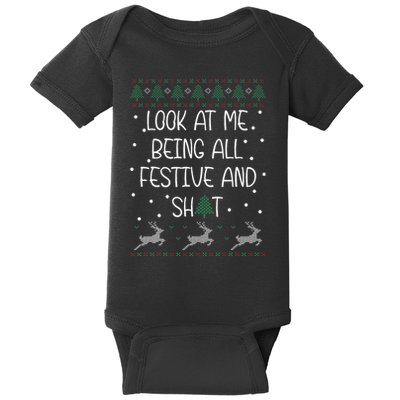 look at me being all festive Humorous Xmas  Baby Bodysuit