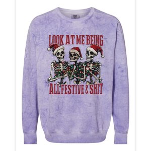 Look At Me Being All Festive And Shits Funny Skeleton Xmas Colorblast Crewneck Sweatshirt