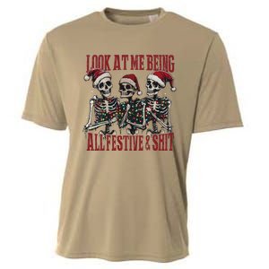 Look At Me Being All Festive And Shits Funny Skeleton Xmas Cooling Performance Crew T-Shirt