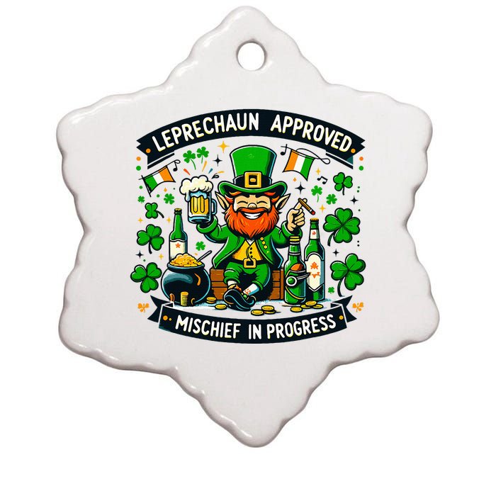 Leprechaun Approved Mischief In Progress Funny St. PatrickS Ceramic Star Ornament