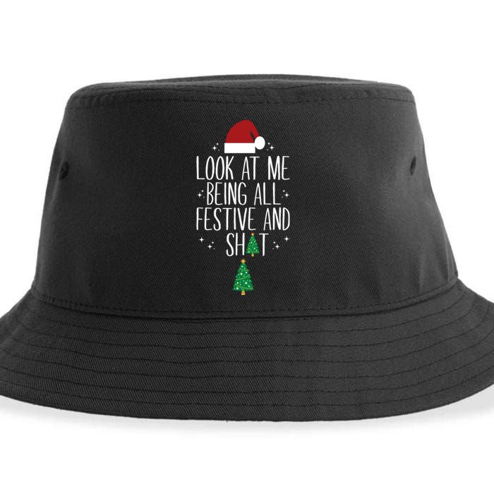 Look At Me Being All Festive And Shits Funny Xmas Christmas Sustainable Bucket Hat