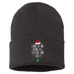 Look At Me Being All Festive And Shits Funny Xmas Christmas Sustainable Knit Beanie