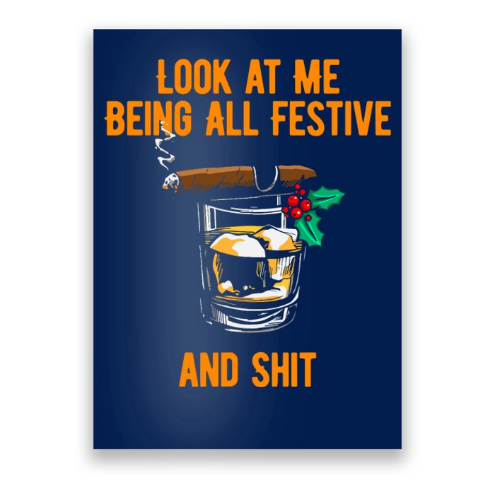 Look At Me Being Festive And Shit Christmas Pun Drinking Poster