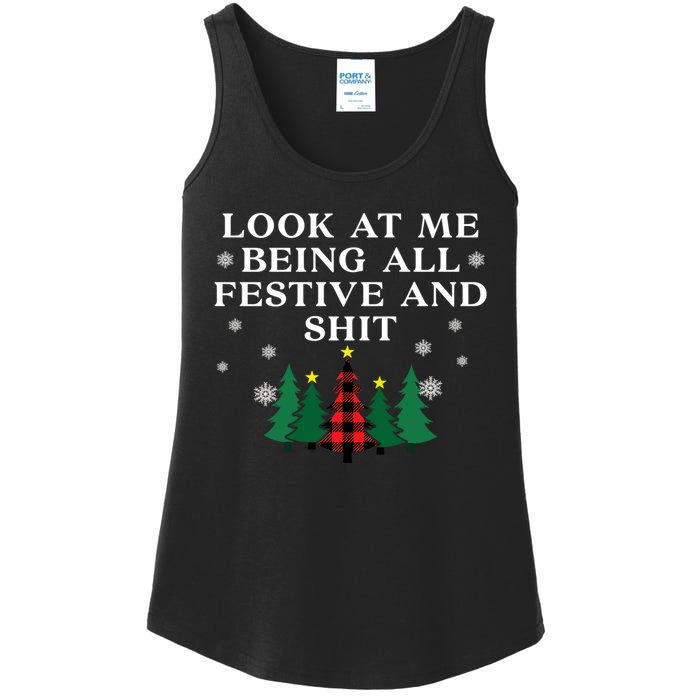 Look At Me Being All Festive And Shits Funny Xmas Christmas Ladies Essential Tank