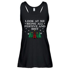 Look At Me Being All Festive And Shits Funny Xmas Christmas Ladies Essential Flowy Tank