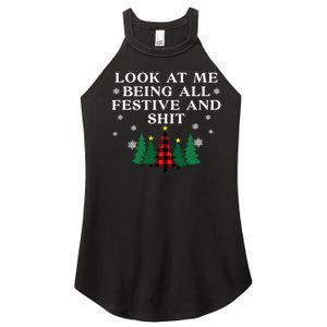 Look At Me Being All Festive And Shits Funny Xmas Christmas Women's Perfect Tri Rocker Tank