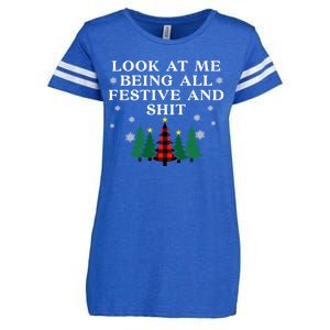 Look At Me Being All Festive And Shits Funny Xmas Christmas Enza Ladies Jersey Football T-Shirt