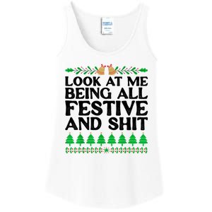 Look At Me Being All Festive And Shits Funny Xmas Christmas Ladies Essential Tank