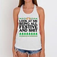 Look At Me Being All Festive And Shits Funny Xmas Christmas Women's Knotted Racerback Tank