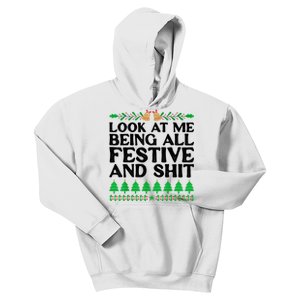 Look At Me Being All Festive And Shits Funny Xmas Christmas Kids Hoodie