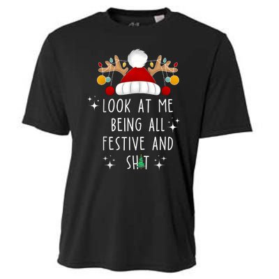 Look At Me Being All Festive And Shit Funny Christmas Tree Cooling Performance Crew T-Shirt