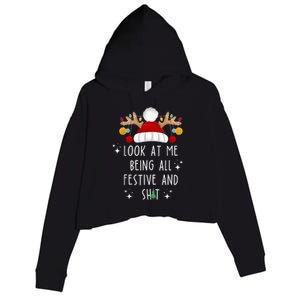 Look At Me Being All Festive And Shit Funny Christmas Tree Crop Fleece Hoodie