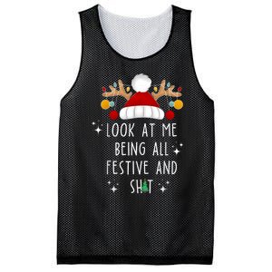 Look At Me Being All Festive And Shit Funny Christmas Tree Mesh Reversible Basketball Jersey Tank