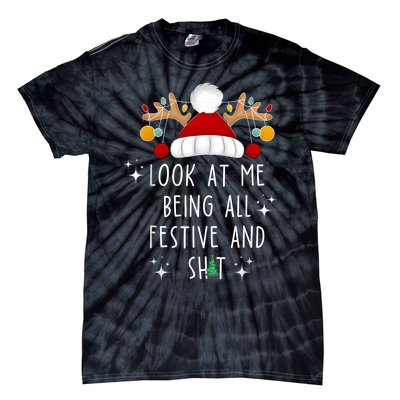 Look At Me Being All Festive And Shit Funny Christmas Tree Tie-Dye T-Shirt