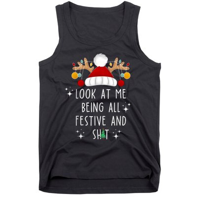 Look At Me Being All Festive And Shit Funny Christmas Tree Tank Top