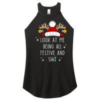 Look At Me Being All Festive And Shit Funny Christmas Tree Women's Perfect Tri Rocker Tank