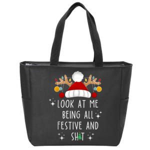 Look At Me Being All Festive And Shit Funny Christmas Tree Zip Tote Bag