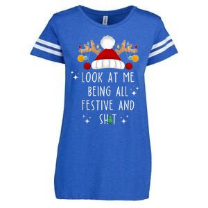 Look At Me Being All Festive And Shit Funny Christmas Tree Enza Ladies Jersey Football T-Shirt