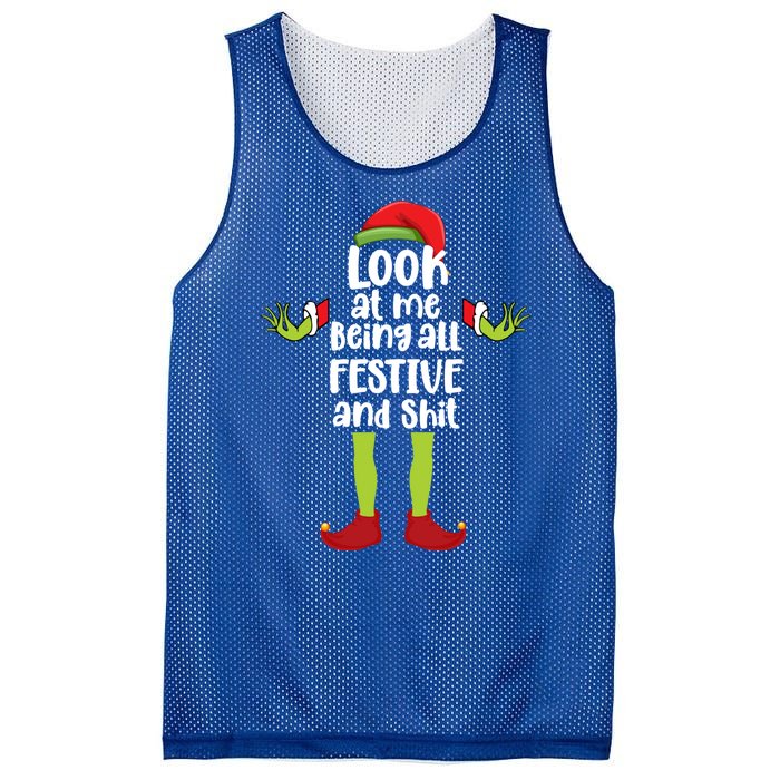 Look At Me Being All Festive And Shits Funny Xmas Christmas Mesh Reversible Basketball Jersey Tank